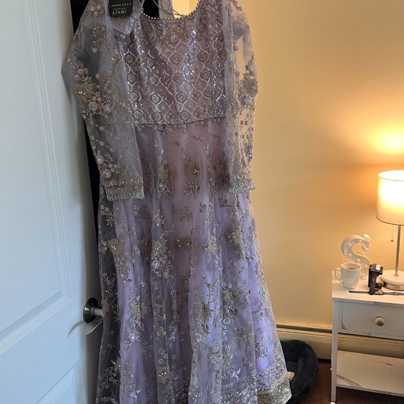 Dusty Purple Net Anarkali - Picture 4 of 9